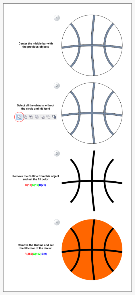 7. cara membuat bola basket di coreldraw